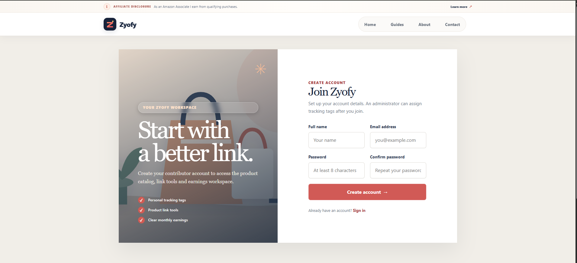 Zyofy — Affiliate E-Commerce Platform project screenshot